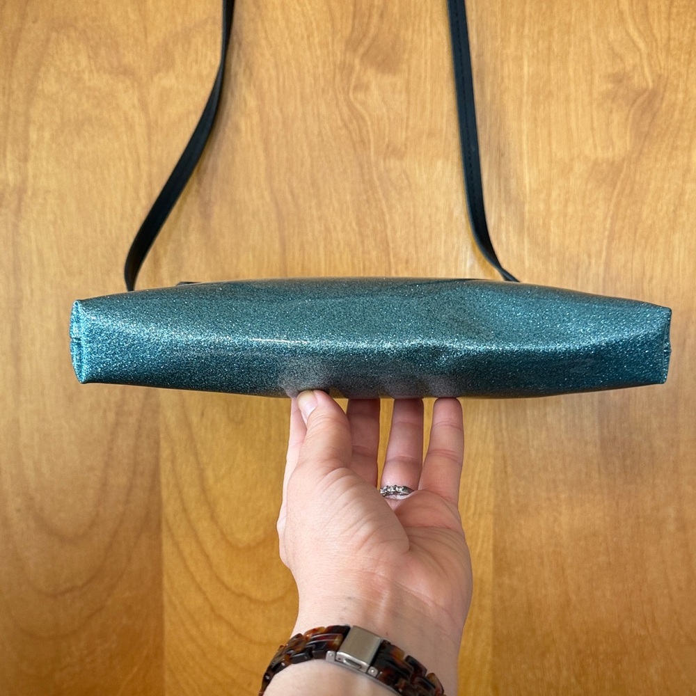kate spade blue glitter crossbody with black bow - Picture 3 of 8